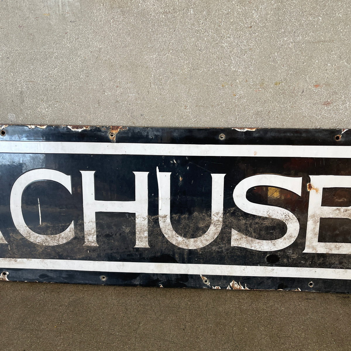 Vintage Massachusetts Porcelain Sign by Balto of New York