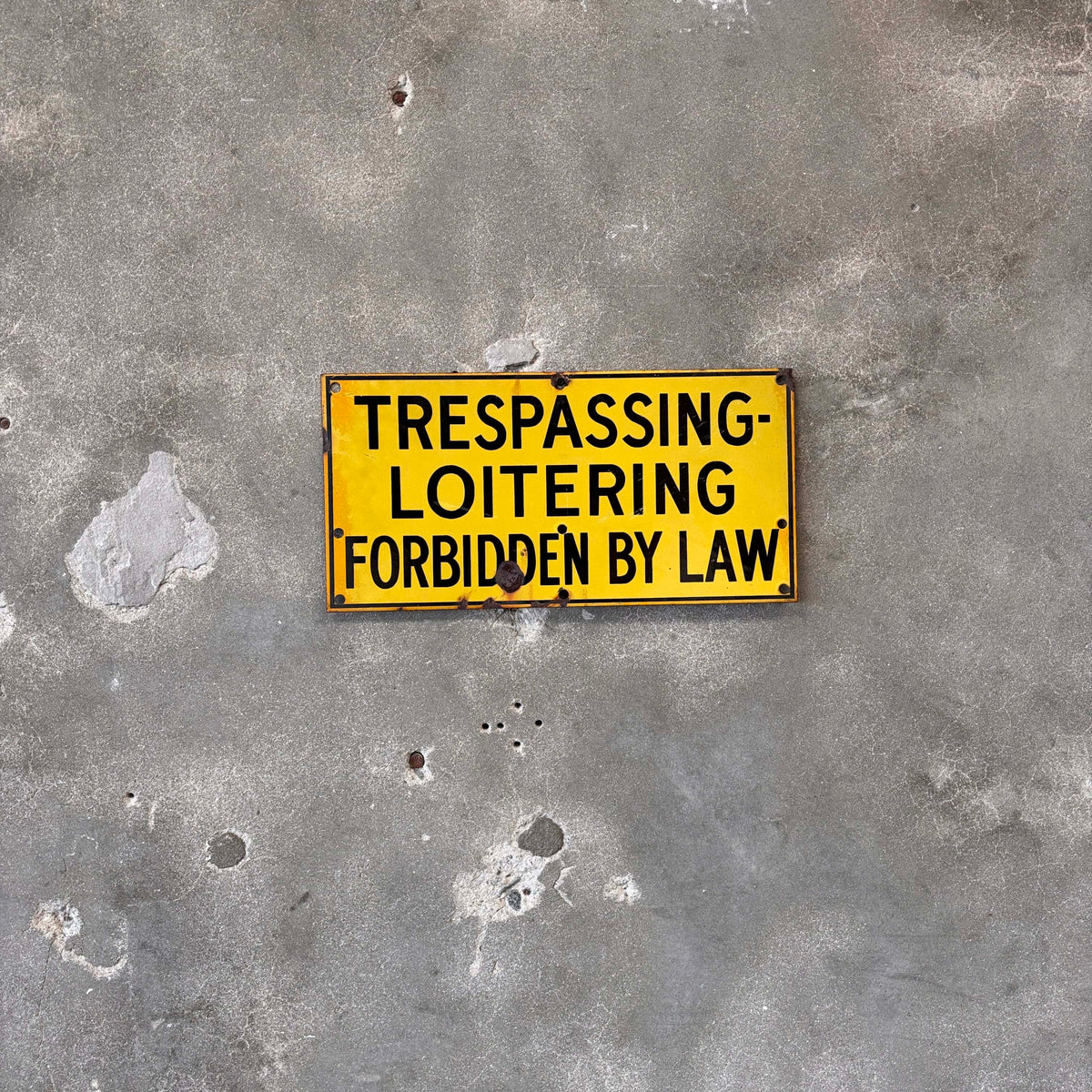 Vintage Enamel "Trespassing" Sign #2