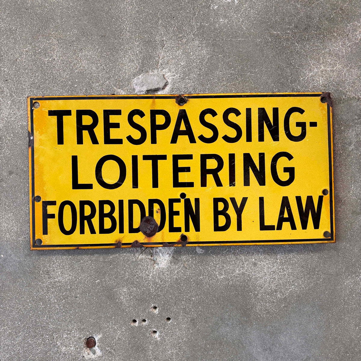 Vintage Enamel "Trespassing" Sign #2