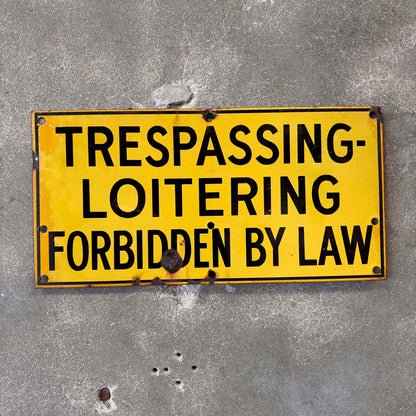 Vintage Enamel "Trespassing" Sign #2