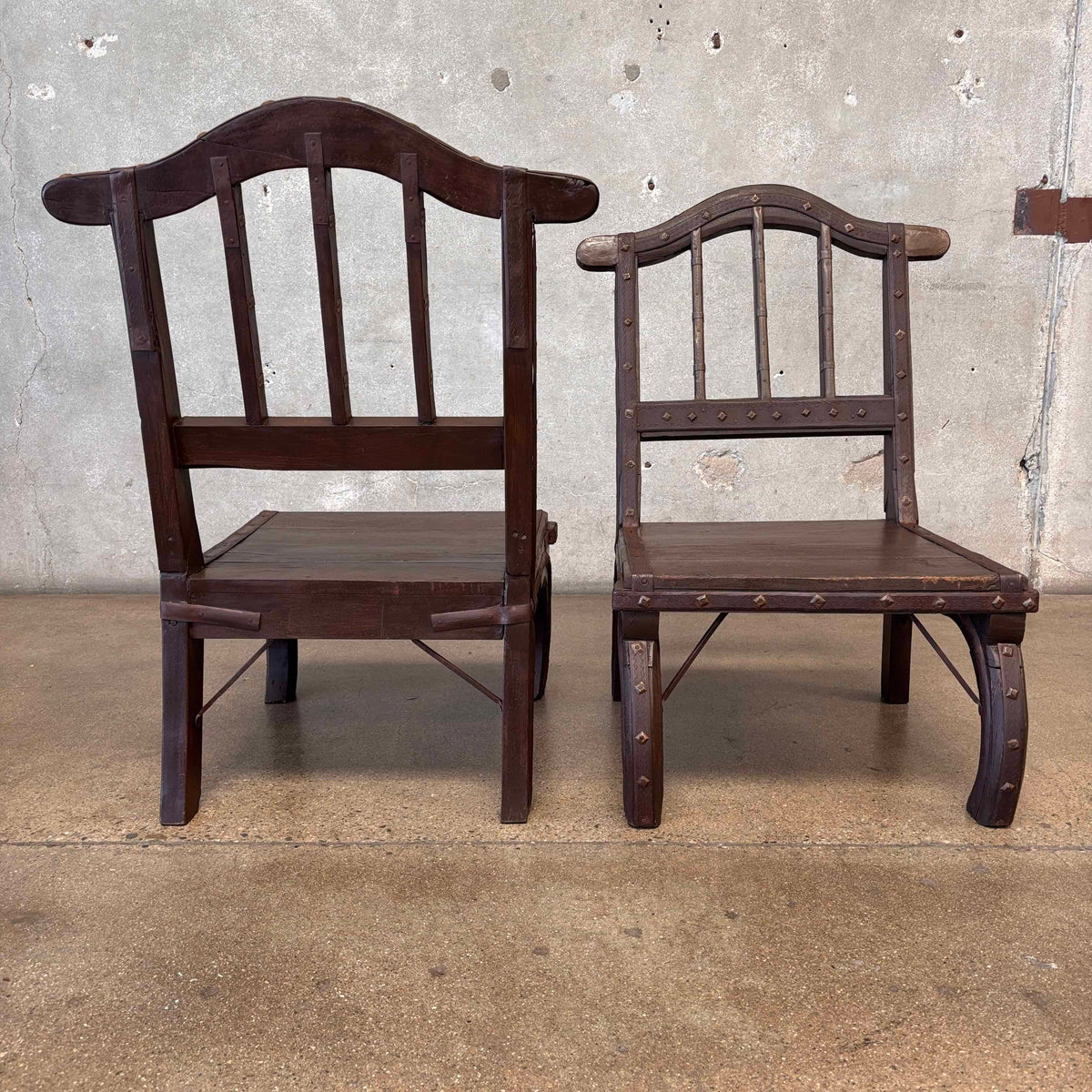 Vintage Chinese Iron & Wood Chairs