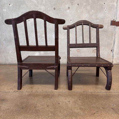 Vintage Chinese Iron & Wood Chairs