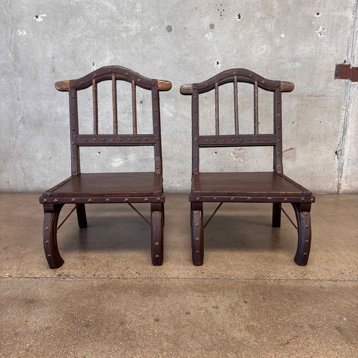 Vintage Chinese Iron & Wood Chairs