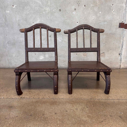 Vintage Chinese Iron & Wood Chairs
