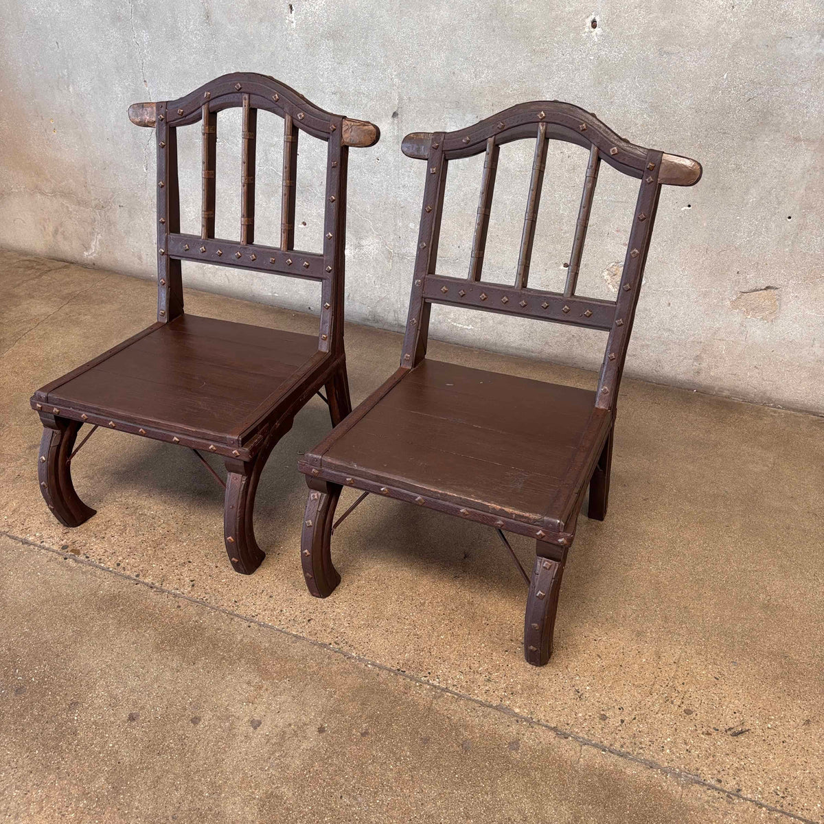 Vintage Chinese Iron & Wood Chairs