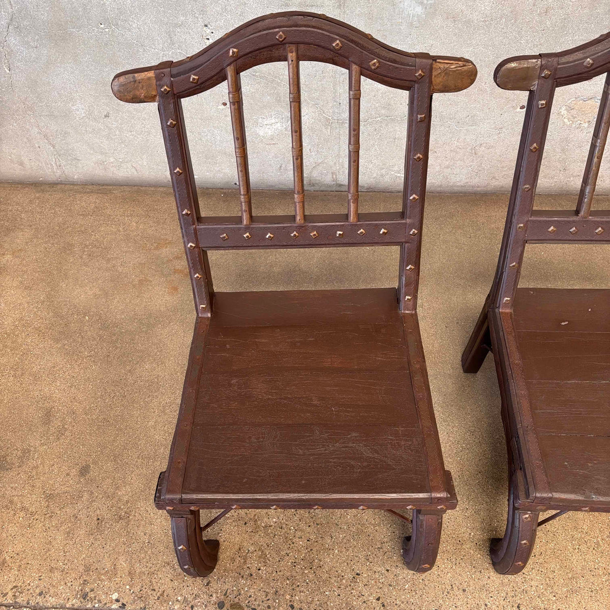 Vintage Chinese Iron & Wood Chairs