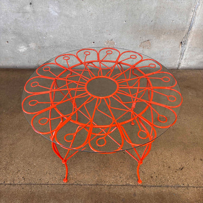 Wrought Iron Conversation Garden Table With Glass Top