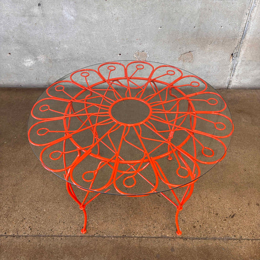 Wrought Iron Conversation Garden Table With Glass Top