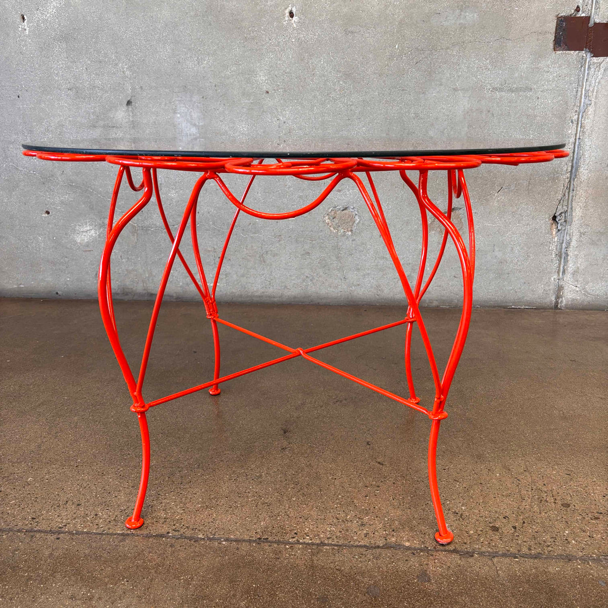 Wrought Iron Conversation Garden Table With Glass Top