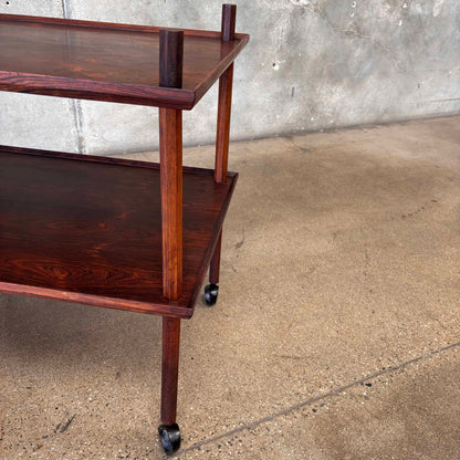 1960s Vintage Mid Century Modern Rosewood Cart
