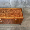 Mid Century Burlwood, Walnut, & Bronze Long Low Credenza