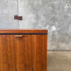 Mid Century Burlwood, Walnut, & Bronze Long Low Credenza