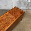 Mid Century Burlwood, Walnut, & Bronze Long Low Credenza