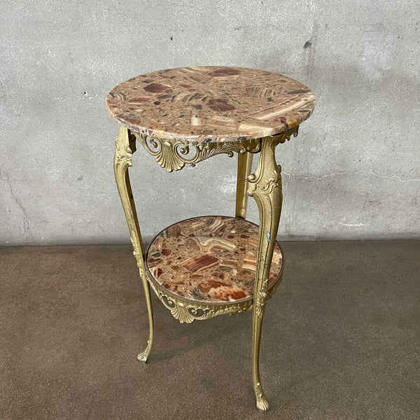 Hollywood Regency Marble/Metal Side Table