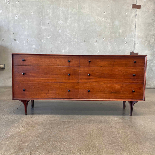 Mid Century Walnut Dresser, Six Drawer, by Glen of California #1