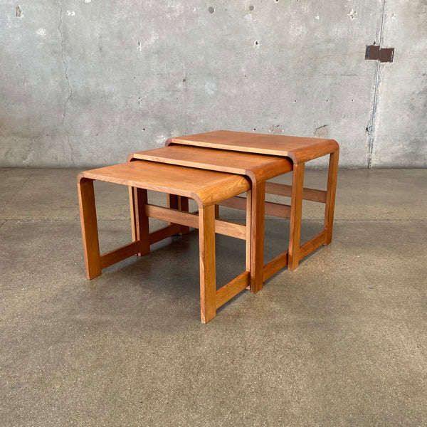 Mid Century Teak Nesting Tray/ Side Table Set of 3 c. 1960's