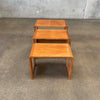 Mid Century Teak Nesting Tray/ Side Table Set of 3 c. 1960's