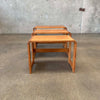 Mid Century Teak Nesting Tray/ Side Table Set of 3 c. 1960's
