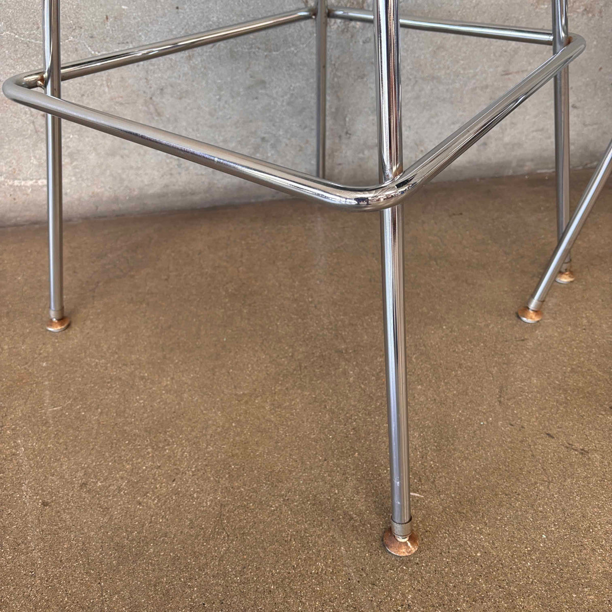 Pair of Herman Miller Eames Wire Stools w/ Black Cushions
