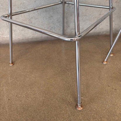 Pair of Herman Miller Eames Wire Stools w/ Black Cushions