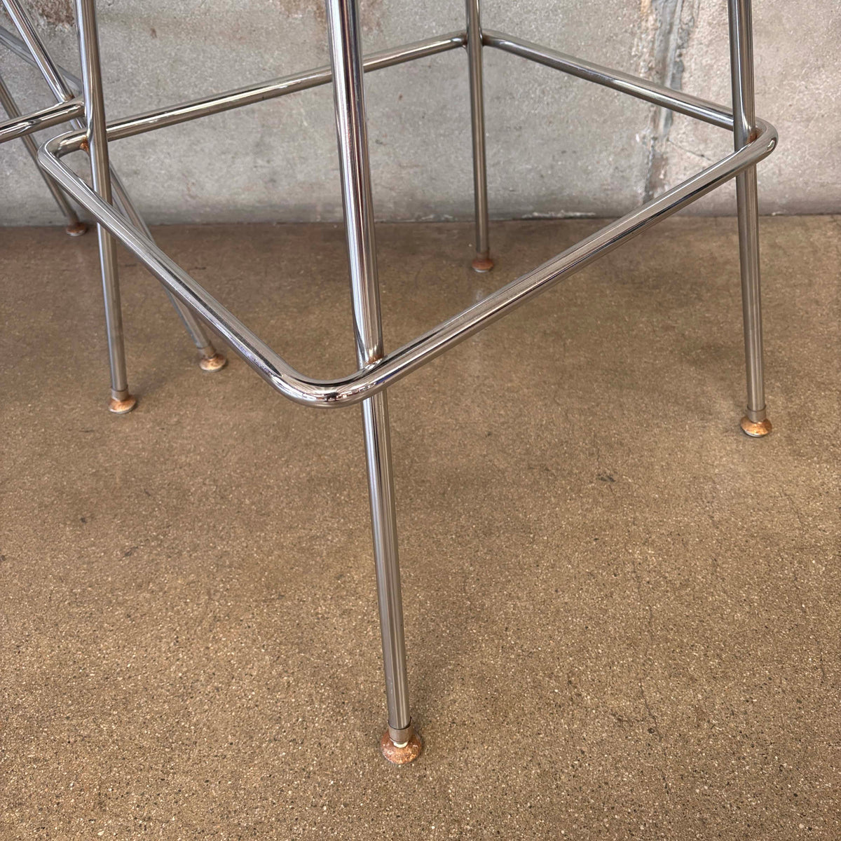 Pair of Herman Miller Eames Wire Stools w/ Black Cushions