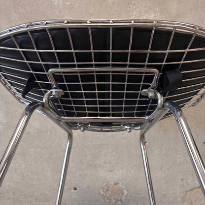 Pair of Herman Miller Eames Wire Stools w/ Black Cushions
