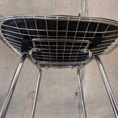 Pair of Herman Miller Eames Wire Stools w/ Black Cushions