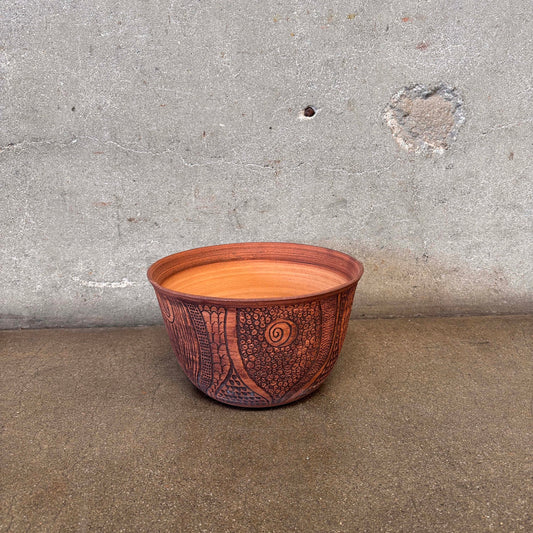 Vintage Incised Pot Signed "JA"