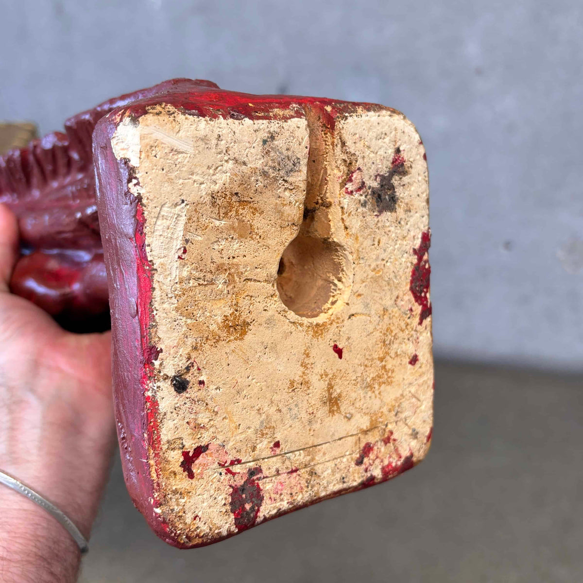 1930s / 40s Chalkware Indian Lamp With Whipstitch Shade - As Is / Needs Wiring