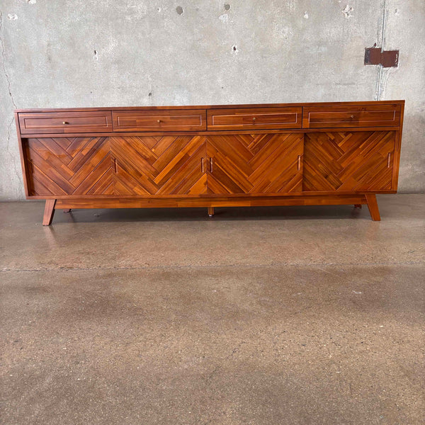 Herringbone High TV Console Acacia Wood