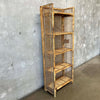 Vintage 1970s Wicker Rattan Folding Five Shelf Bookcase Etagere