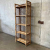 Vintage 1970s Wicker Rattan Folding Five Shelf Bookcase Etagere