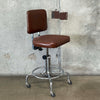 Vintage Industrial Adjustable Stool Chrome & Brown Tweed Fabric & Vinyl