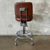 Vintage Industrial Adjustable Stool Chrome & Brown Tweed Fabric & Vinyl
