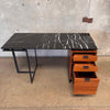 CB2 Fullerton Modern Three Drawer Metal, Walnut, & Marble Desk