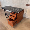 CB2 Fullerton Modern Three Drawer Metal, Walnut, & Marble Desk