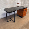CB2 Fullerton Modern Three Drawer Metal, Walnut, & Marble Desk