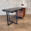 CB2 Fullerton Modern Three Drawer Metal, Walnut, & Marble Desk