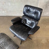 Vintage Walnut And Black Leather Reproduction Eames Chair And Ottoman