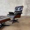 Vintage Walnut And Black Leather Reproduction Eames Chair And Ottoman