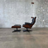 Vintage Walnut And Black Leather Reproduction Eames Chair And Ottoman