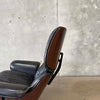 Vintage Walnut And Black Leather Reproduction Eames Chair And Ottoman