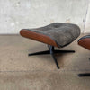 Vintage Walnut And Black Leather Reproduction Eames Chair And Ottoman
