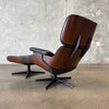Vintage Walnut And Black Leather Reproduction Eames Chair And Ottoman