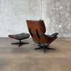 Vintage Walnut And Black Leather Reproduction Eames Chair And Ottoman