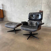 Vintage Walnut And Black Leather Reproduction Eames Chair And Ottoman