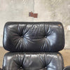 Vintage Walnut And Black Leather Reproduction Eames Chair And Ottoman