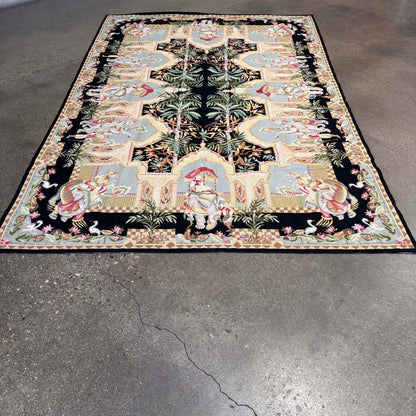 Vintage Aubusson Moghul Motif Rug #1