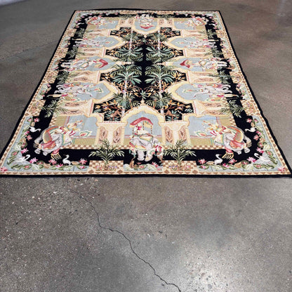 Vintage Aubusson Moghul Motif Rug #1
