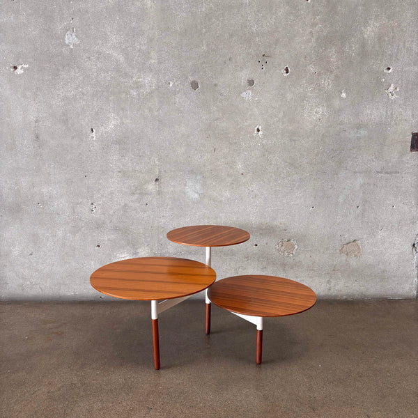 Blu Dot Three Tier Round Coffee Table - Walnut Top & Metal Base